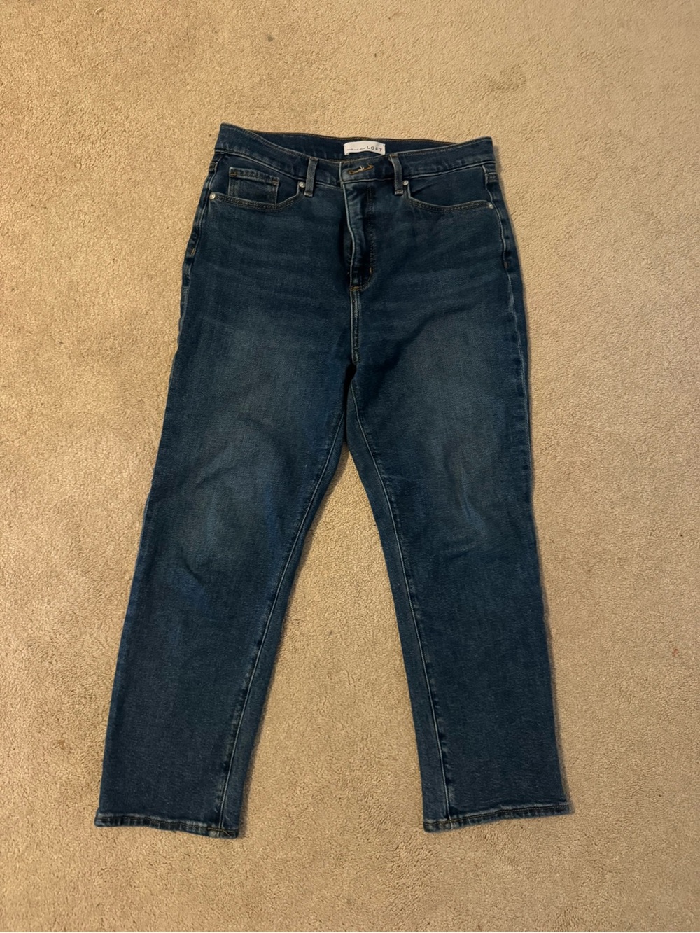 LOFT Women's Straight Leg Dark Blue Jeans
